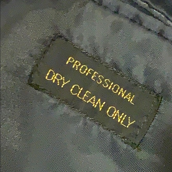 2 pc suit black pinstriped slacks & coat - Picture 5 of 6